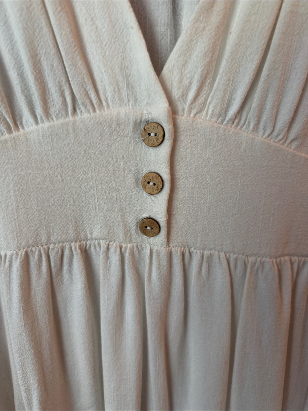 Altar'd State Cream Button-Front V-Neck Midi Dress - Picture 3 of 5